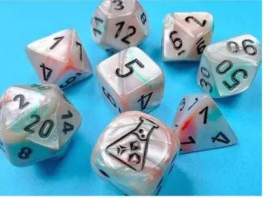 Chessex Würfelset Sea Shell/Black Luminary 7-teilig mit Bonuswürfel