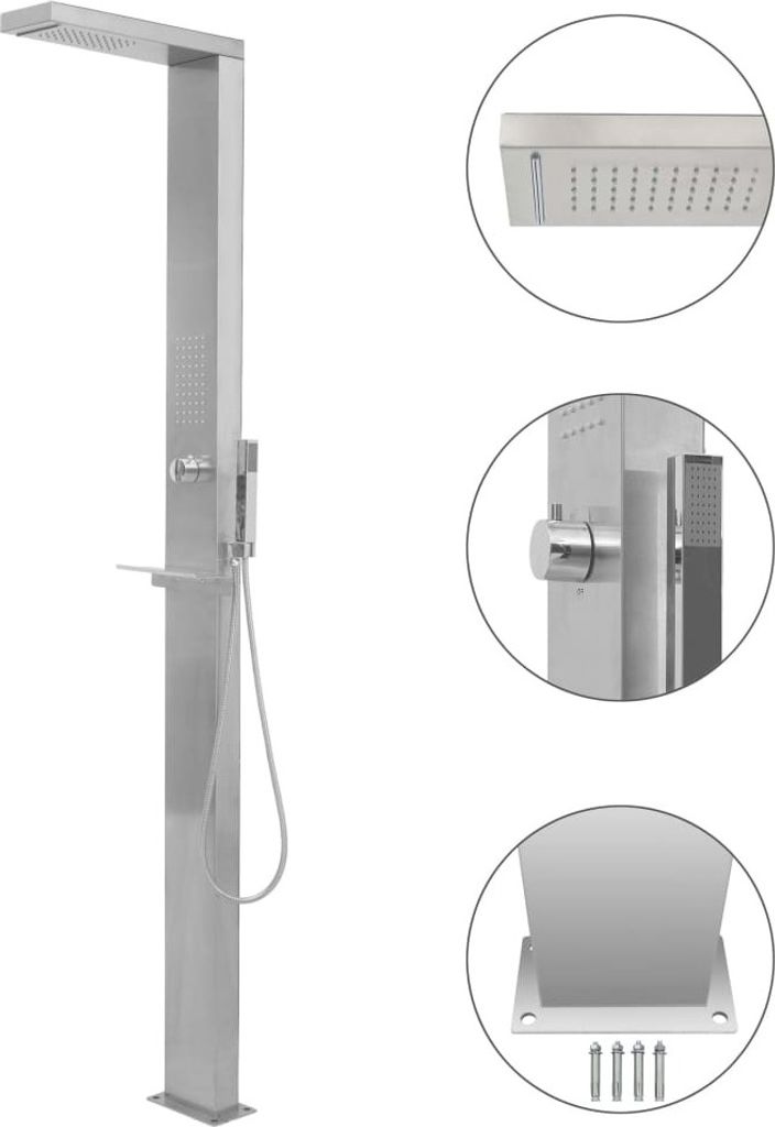 Gartendusche Edelstahl Quadratisch
