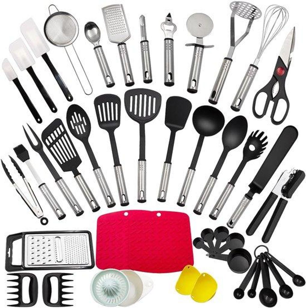 Küchenhelfer-Set, 43-teilig, Edelstahl und Nylon, hitzebeständig, für Zuhause