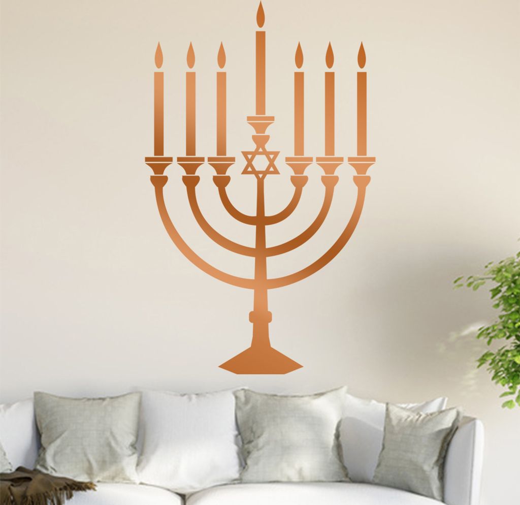 Menora Wandtattoo in 6 Größen - Wandaufkleber Wall Sticker - Dekoration, Küche, Wohnzimmer, Schlafzimmer, Badezimmer