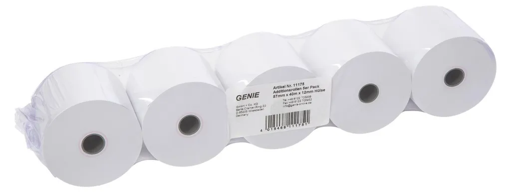 Genie Rotoli Carta 57mm Eco-Sostenibili Senza Legno - Pack 5pz