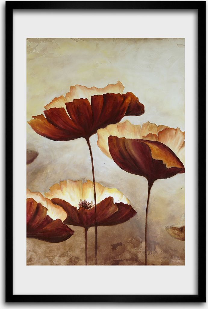 Bild - Bilderrahmen - 40 cm x 60 cm - MDF - Rahmen - Wandkunst - Feldmohnblumen