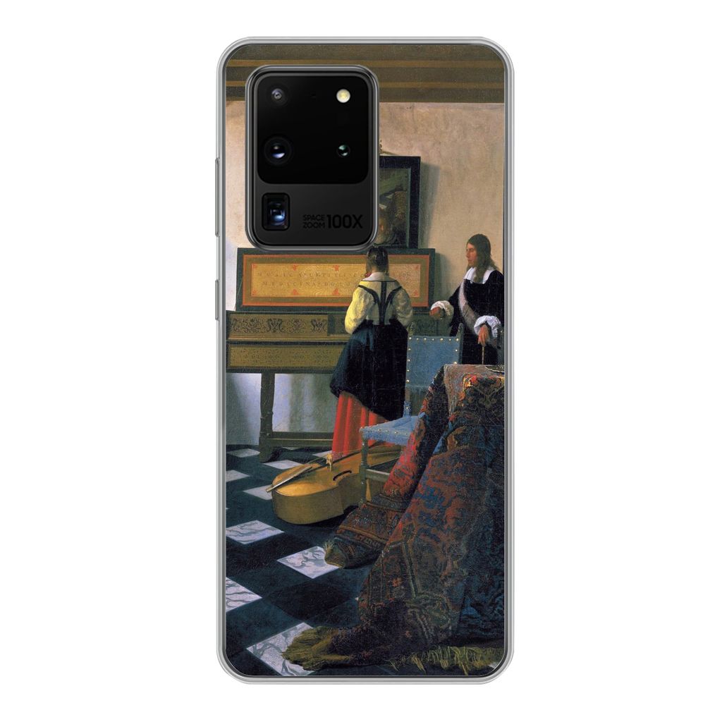 MuchoWow Handyhülle Schutzhülle Hülle für Samsung Galaxy S20 Ultra Die Musikstunde - Johannes Vermeer Silikon Softcase Handy Hülle - Karteni...
