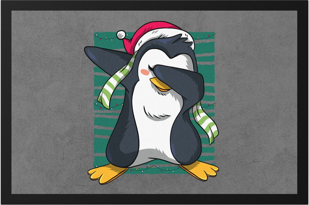 Pinguin Fußmatte Weihnachtstage Winter Schnee Merry Christmas Dekoration Frohe Weihnachten Festtage Advent