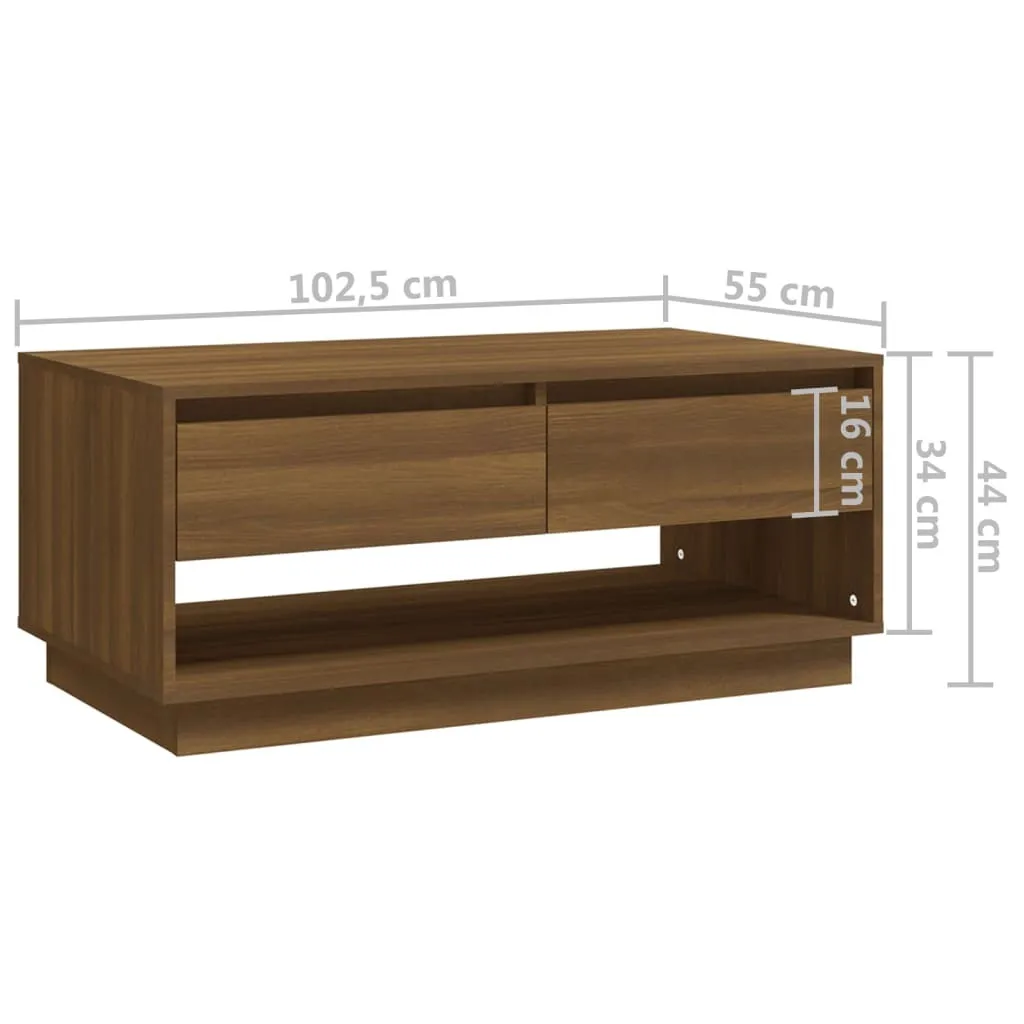 Table basse robuste chêne marron 102,5x55 cm avec plateau résistant - 7