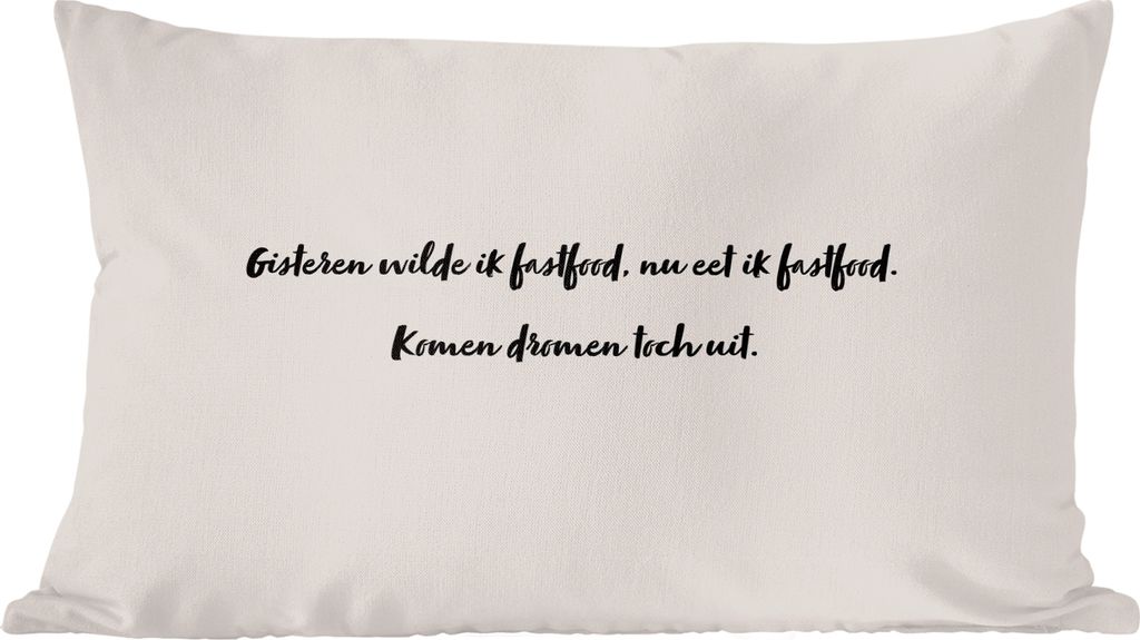 MuchoWow Zierkissen Sofakissen Wohnzimmer Dekokissen 60x40 cm Gestern wollte ich Fast Food - Zitat - Kopfkissen - Polster mit Foto