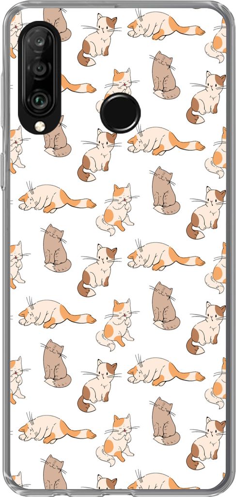 MuchoWow Handyhülle Schutzhülle Hülle für Telefoonhoesje Huawei P30 Lite Muster - Katze - Kätzchen - Jungen - Mädchen - Kinder - Kinder Sil...