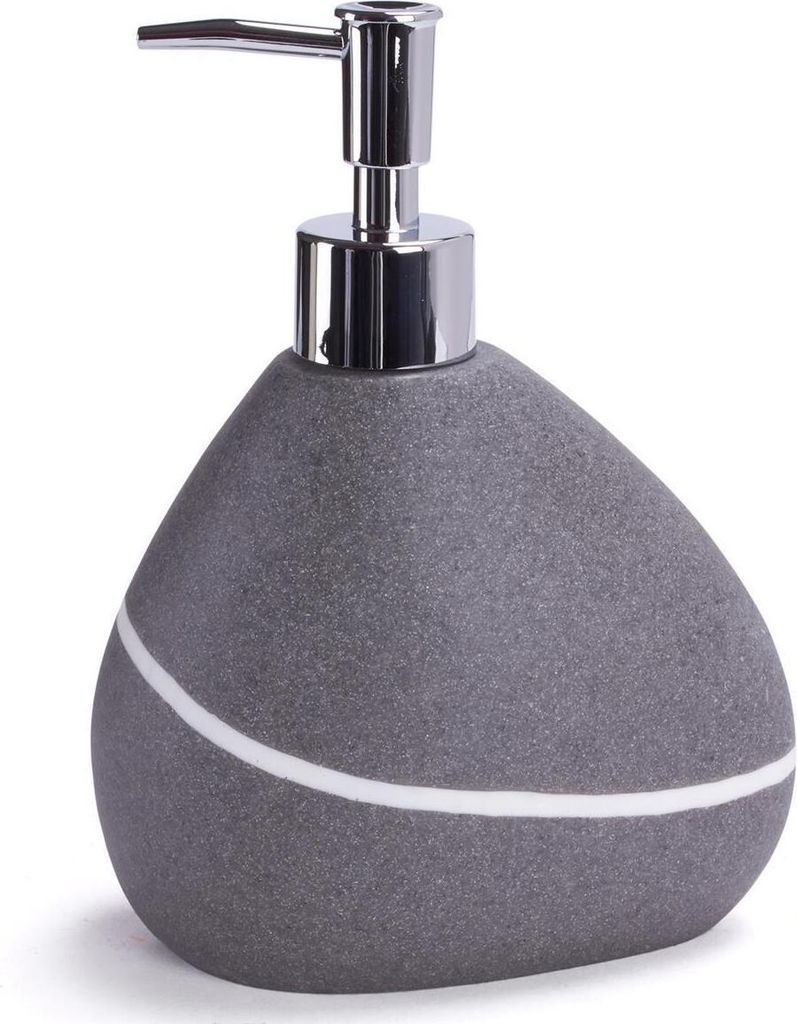 MSV Seifenspender Flüssigseife „Zen“ aus Polyresin in Stein-Optik Grau