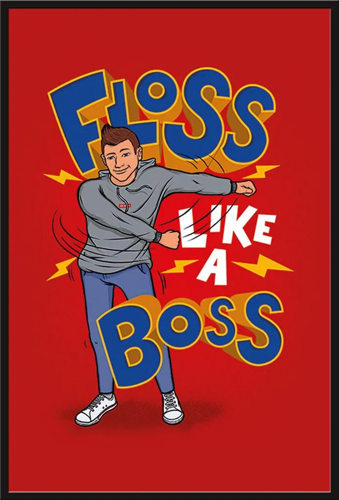 Décoration Chambre Ado Poster Floss Like A Boss avec Cadre Noir Shinsuke