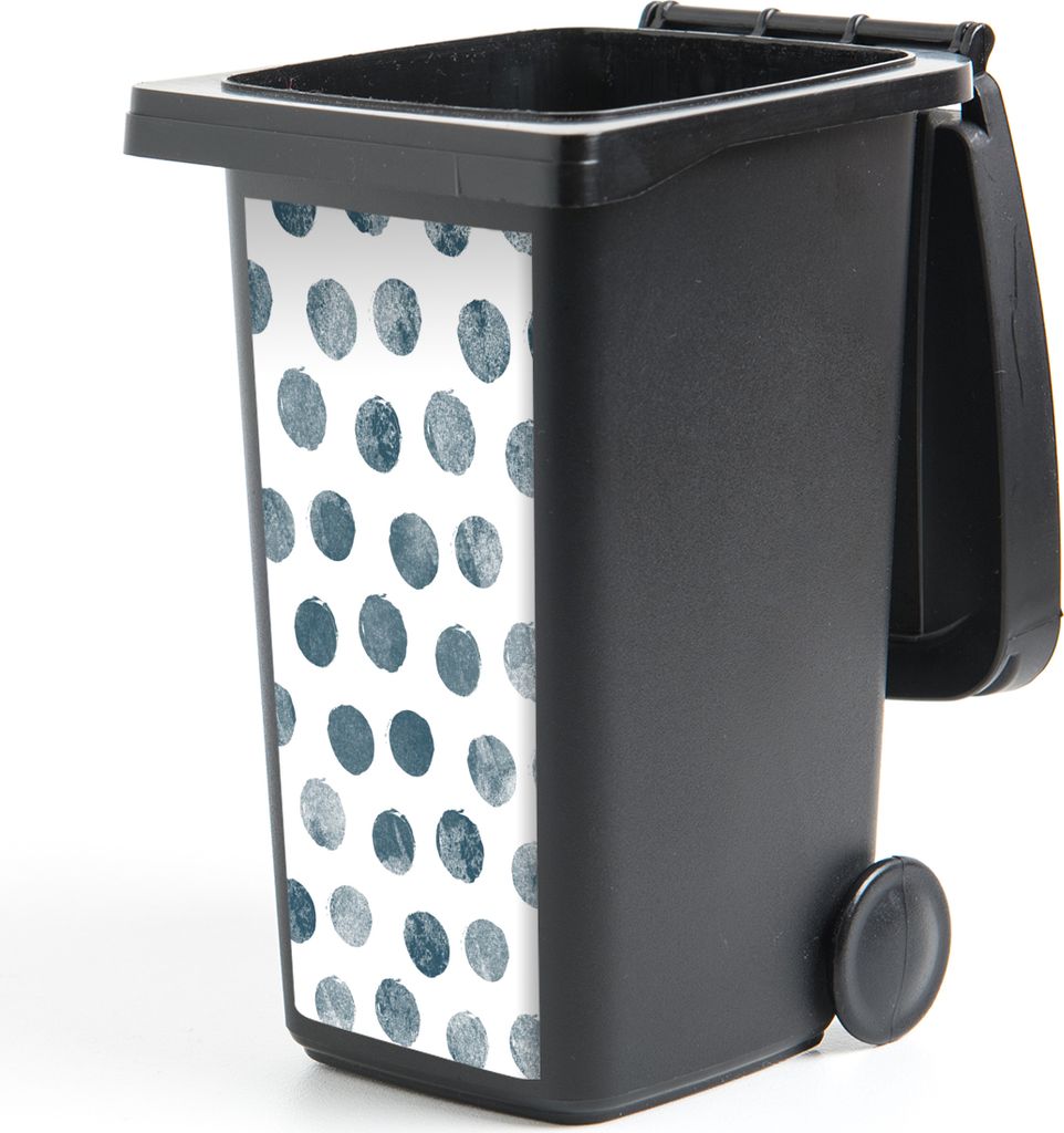 MuchoWow Mülltonnenaufkleber Polka dots - Grau - Weiß 38x80 cm - Behälteraufkleber - Mülleimer-Aufkleber - Container-Aufkleber
