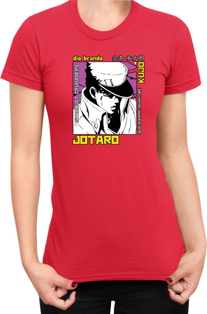 Damen T-Shirt Manga Japan Anime Comics Animation Jojo Bizzare Adventures Brando, Lady XS / Rot