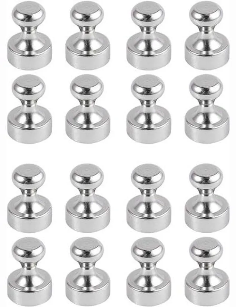 Aimants puissants 12x16 mm argentés avec prise ergonomique pour tableau