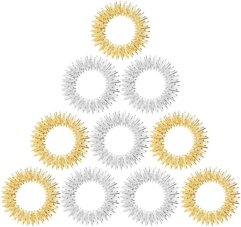 40-teiliges Fingermassage-Ring-Set, Akupressur-Massage-Ring-Set für Teenager und Erwachsene, stresslinderndes Fingermassagegerät – Gold, Silber
