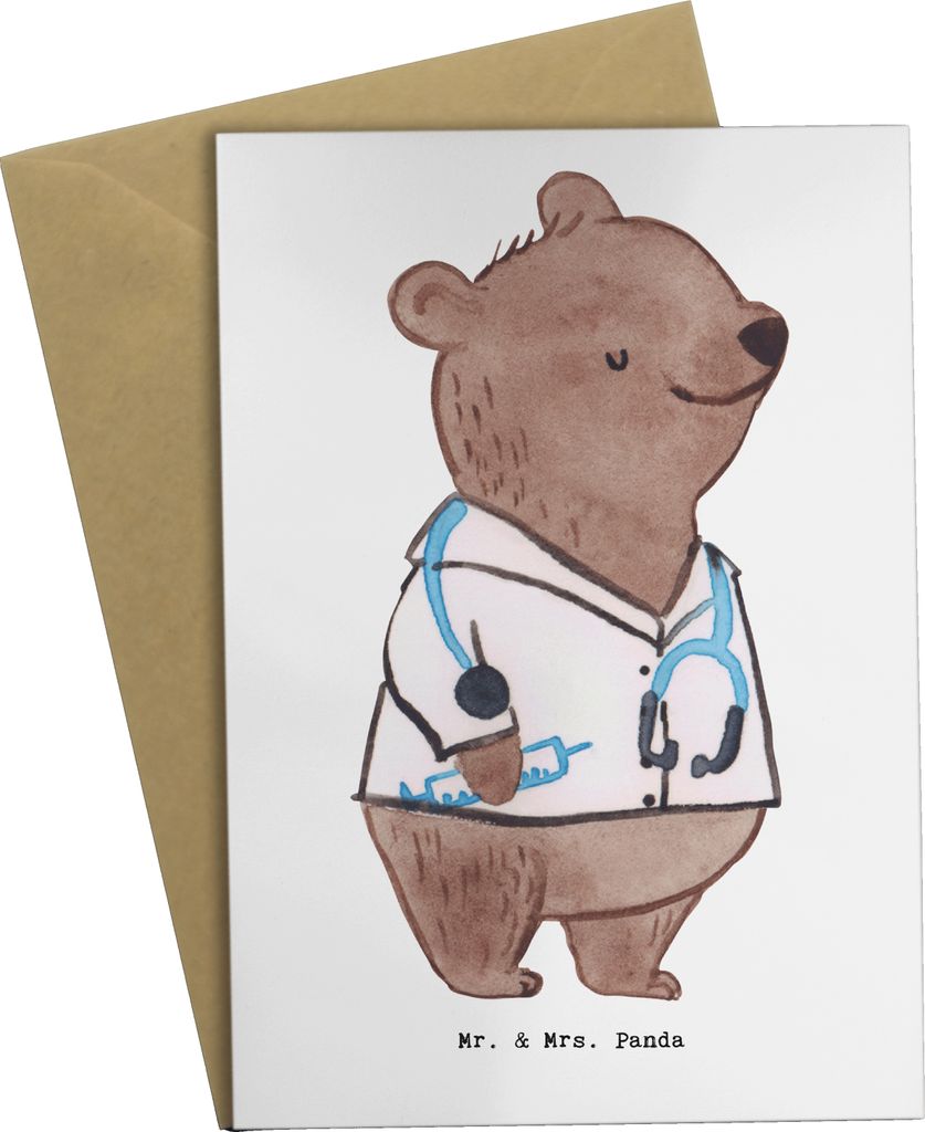 Mr. & Mrs. Panda Grußkarte Arzt Herz - Weiß - Geschenk, Mediziner, Arztpraxis, Verletzt, Krankenhaus, osterkarte, einladungskarten, weihnachtskar...
