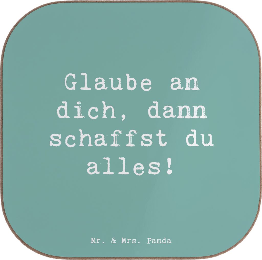 Mr. & Mrs. Panda Holzuntersetzer Spruch Angst überwinden - Meeresbrise - Geschenk, inspirierende Botschaften, Herausforderungen, Mut, Coaster, Tro...