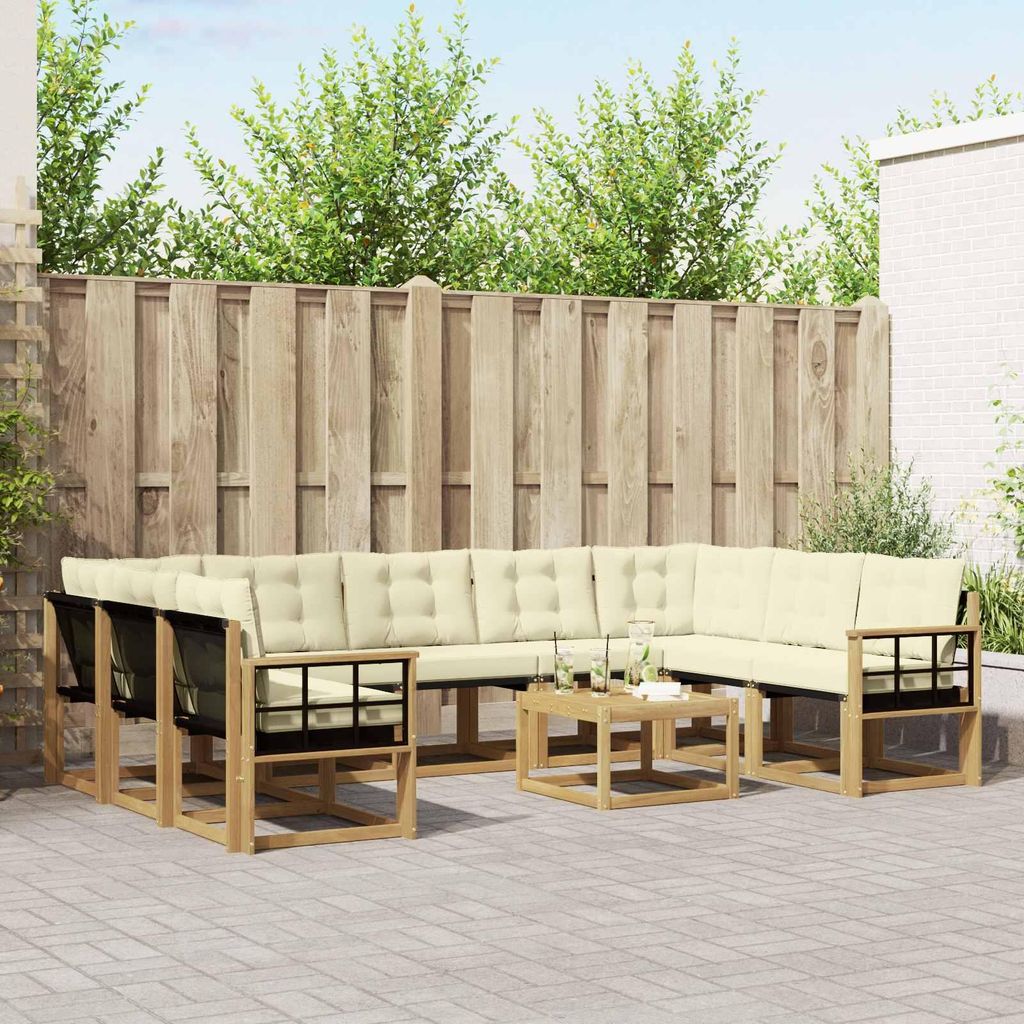 Möbel Outdoor-Sofagarnitur mit Kissen 10 pcs Weiß und CremeGartensofas - Gartensofas c3909