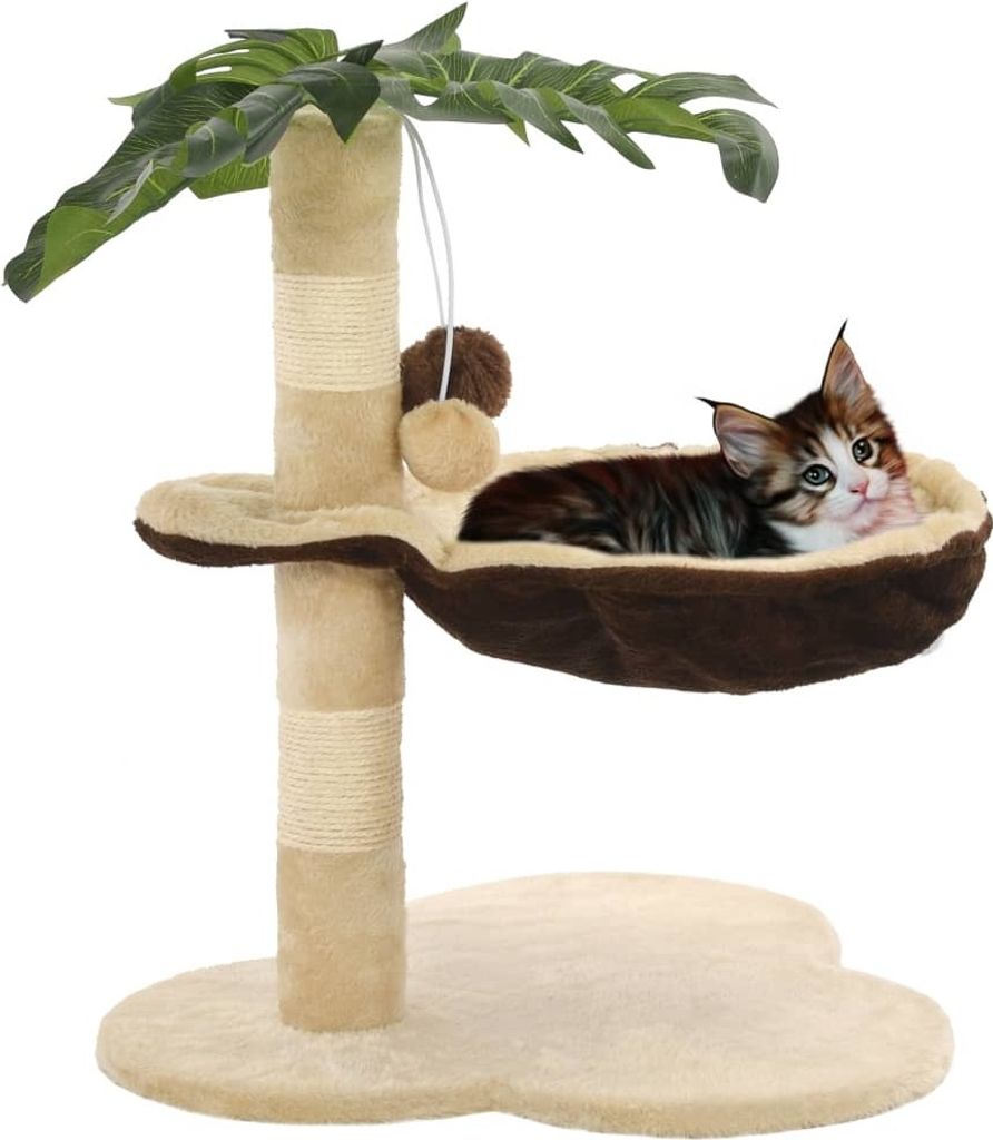 Katzen-Kratzbaum mit Sisal-Kratzstange 50 cm Beige und Braun