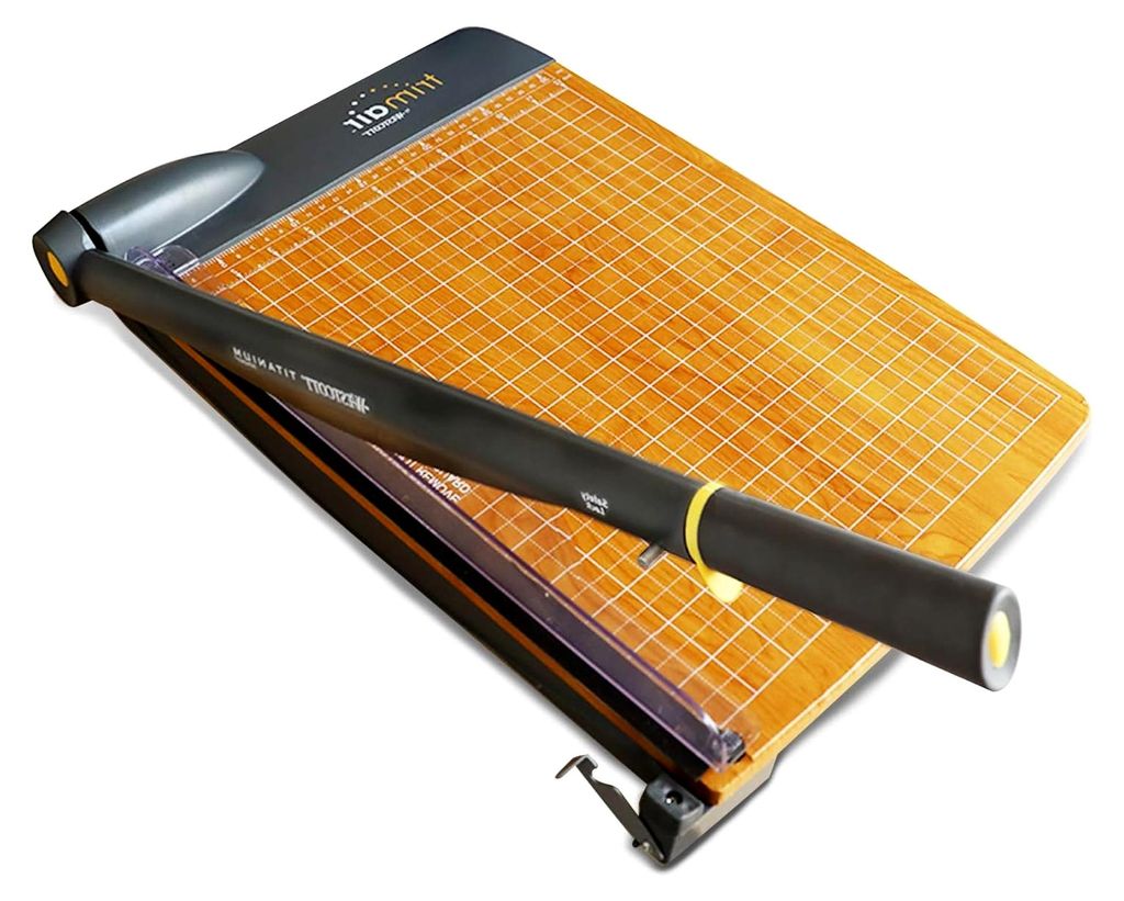 TrimAir Papierschneider 15" (38 cm), Premium Schneidemaschine mit Holzkern und titanbeschichteter Klinge, Hebelschneider inkl. Raster & Maßskalen ...