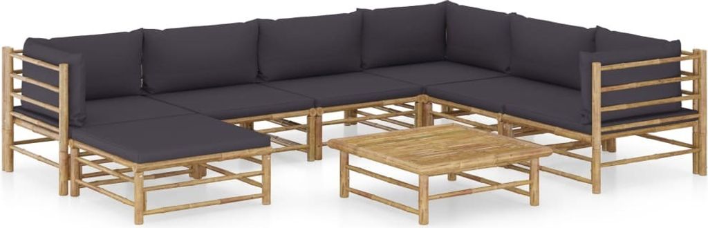Maison Exclusive - 8-tlg. Garten-Lounge-Set mit Dunkelgrauen Kissen Bambus