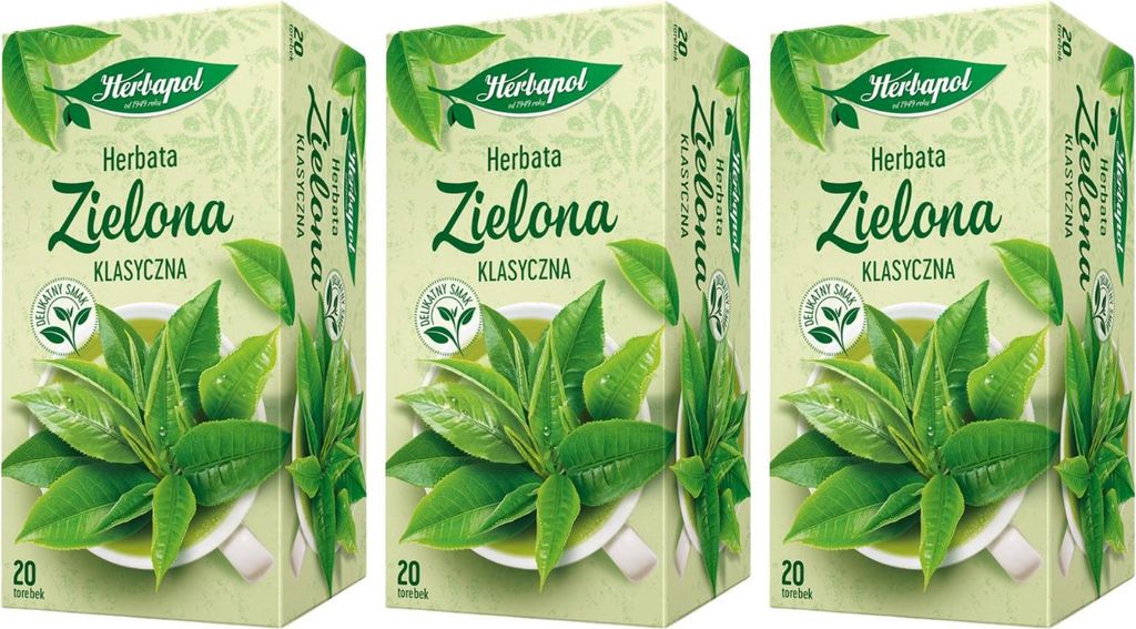 Herbapol Grüner Tee 60 Teebeutel - natürlicher Grüntee im Beutel 100% Reiner