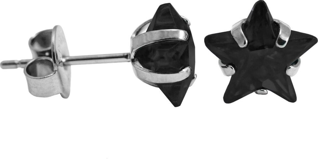 Ohrstecker Chirurgenstahl mit Stern in verschiedenen Farben und Größen Größe - 6 mm Farbe - Schwarz