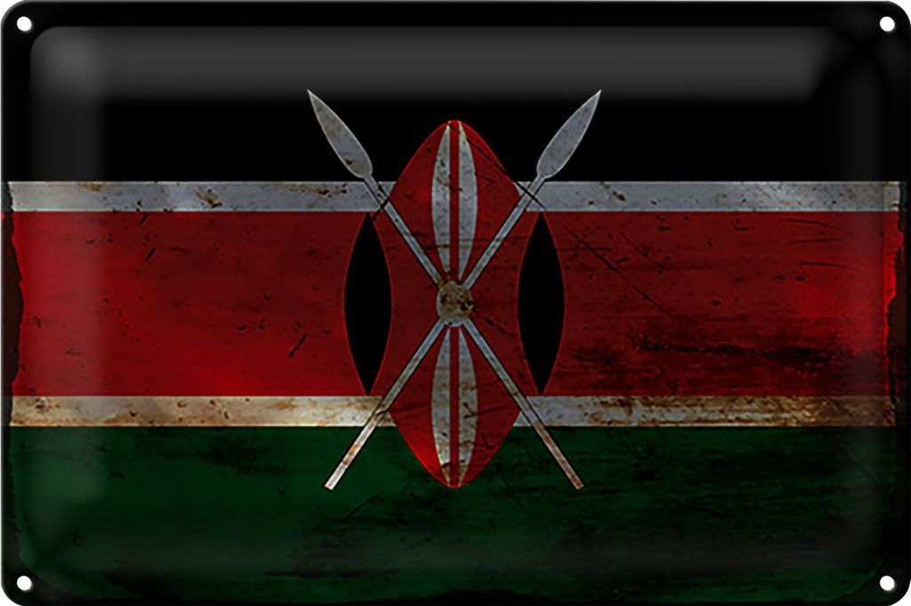 Blechschild Flagge Kenia 30x20cm Flag of Kenya Rost