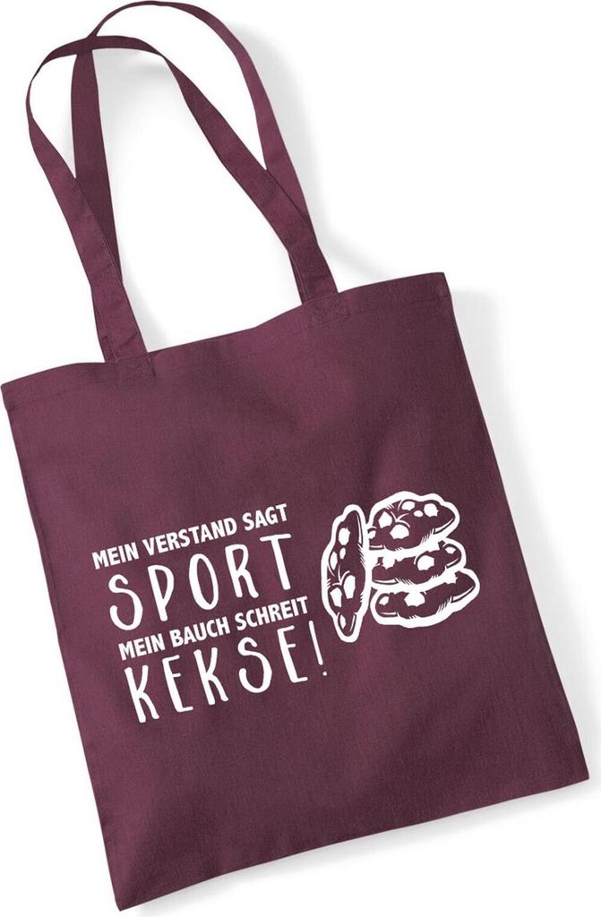 Huuraa Jutebeutel Verstand Sport Bauch Kekse 10 Liter Burgundy Baumwolle Tasche Geschenkidee