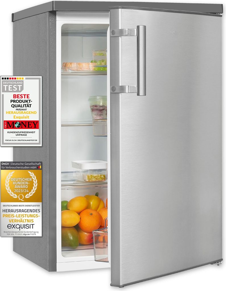 Exquisit Vollraumkühlschrank KS16-V-H-010E inoxlook | Produktbild 1
