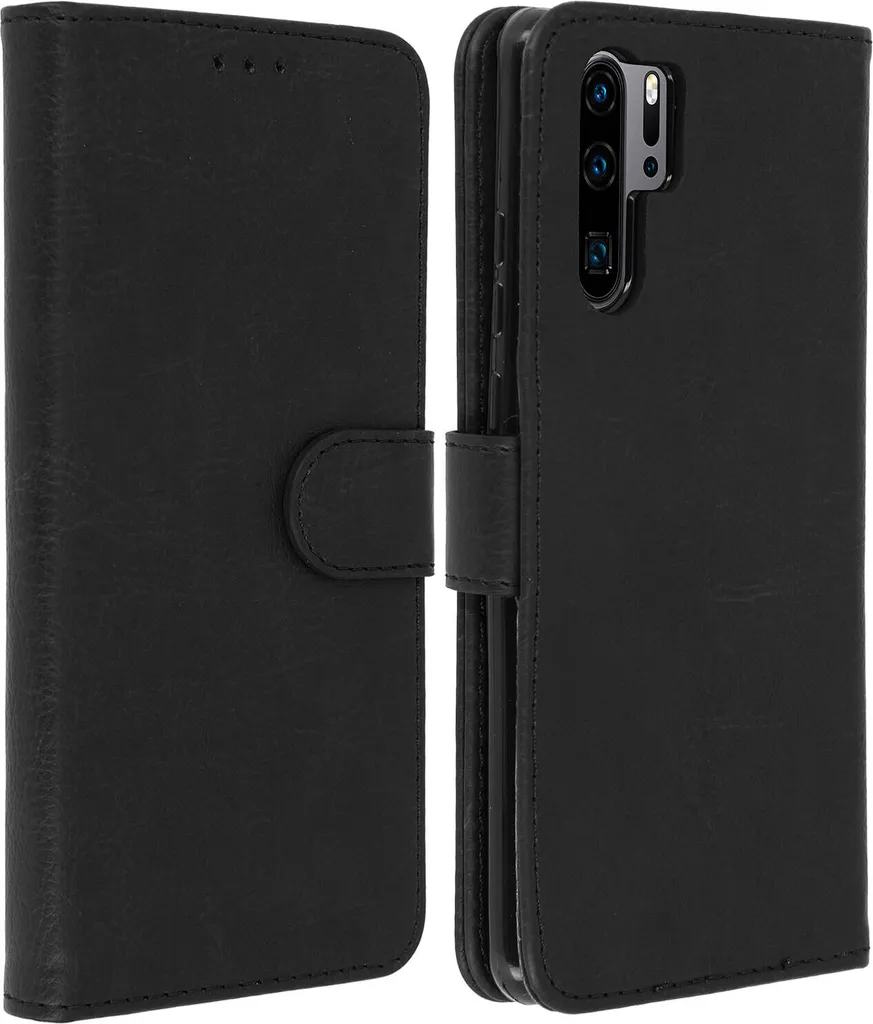 Custodia a Libro Huawei P30 Pro Avizar - Flip Cover Nera Multifunzione