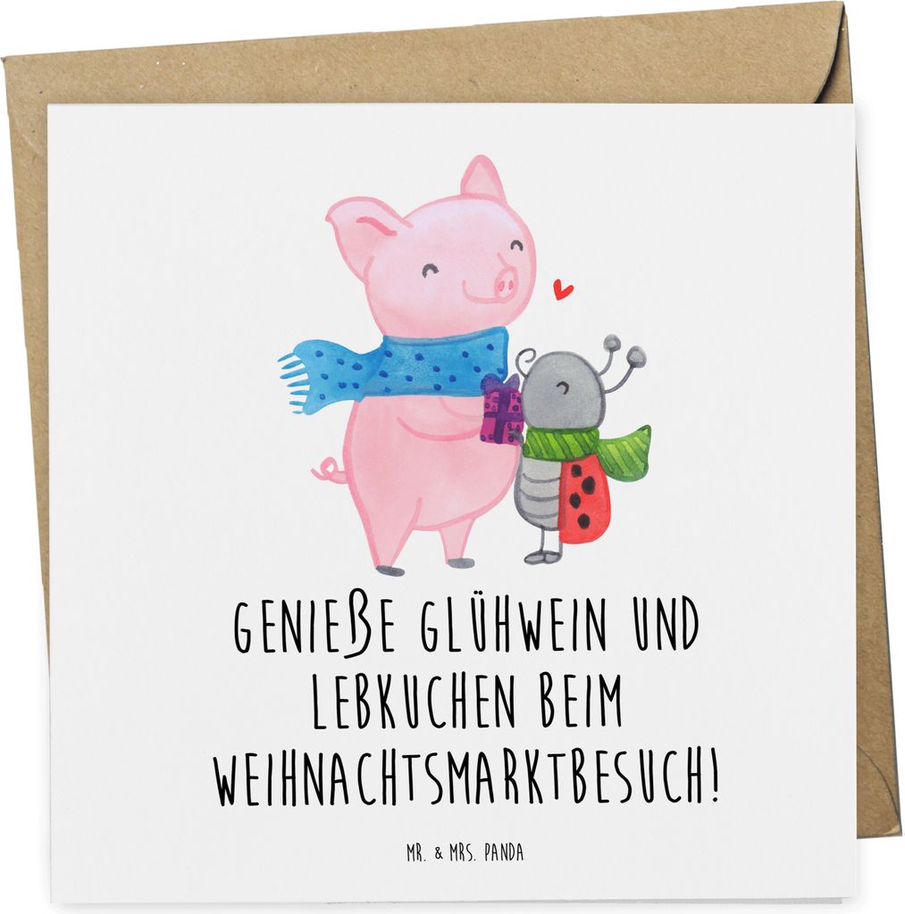 Mr. & Mrs. Panda Gutschein Weihnachtsmarktbesuch Genuss - Weiß - Geschenk, Karte, online, Gutscheinkarte, gemeinsame Zeit, Einkaufsgutschein, Gesc...