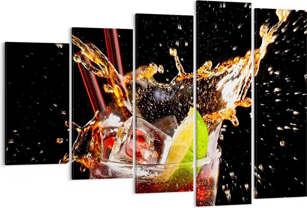 Bild auf Leinwand - Leinwandbild - Trinken saft cocktail nachtisch - 150x100cm - Wand Bild - Wanddeko - Leinwanddruck - Bilder - Kunstdruck - Leinw...