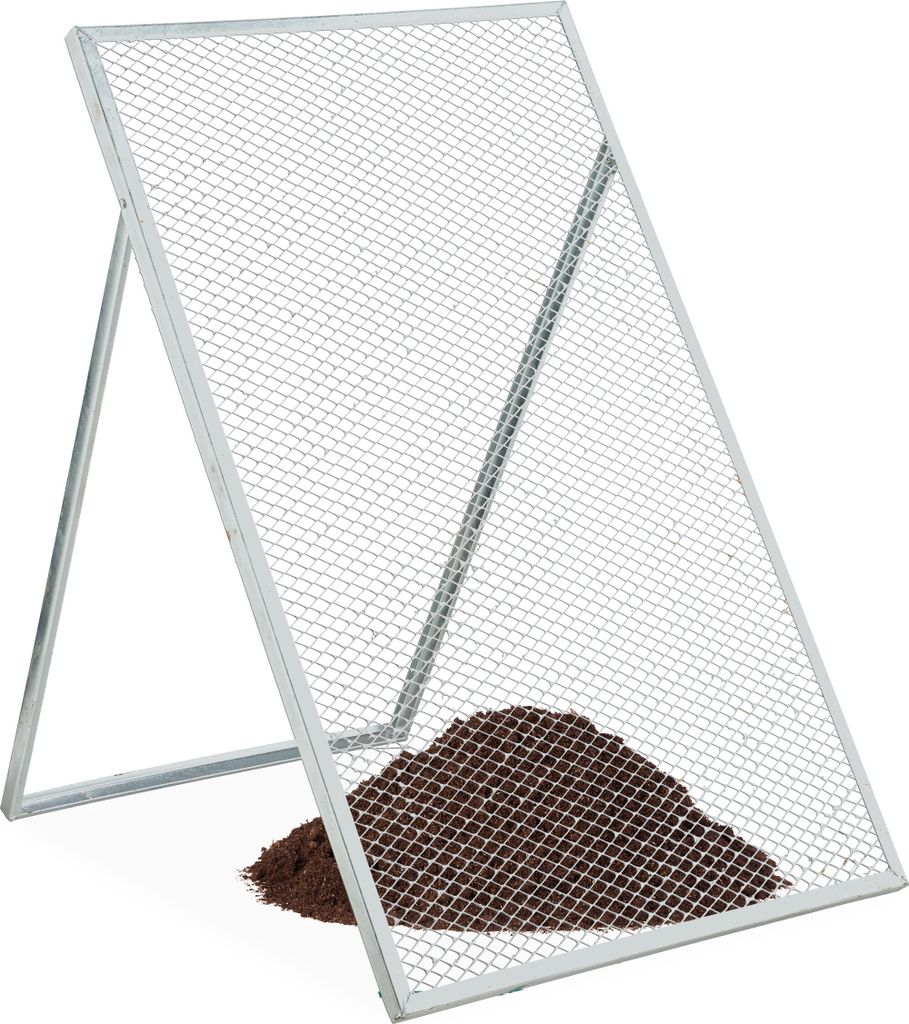 Relaxdays Durchwurfsieb, HxB: 100 x 60 cm, verzinktes Gartensieb, Streckmetall 15 x 25 mm, Kompostsieb, Stahl, silber