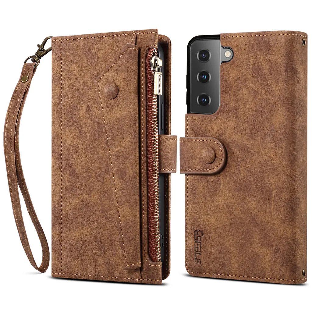 Custodia Rugged Portafoglio Samsung S21 FE 5G Pelle Marrone