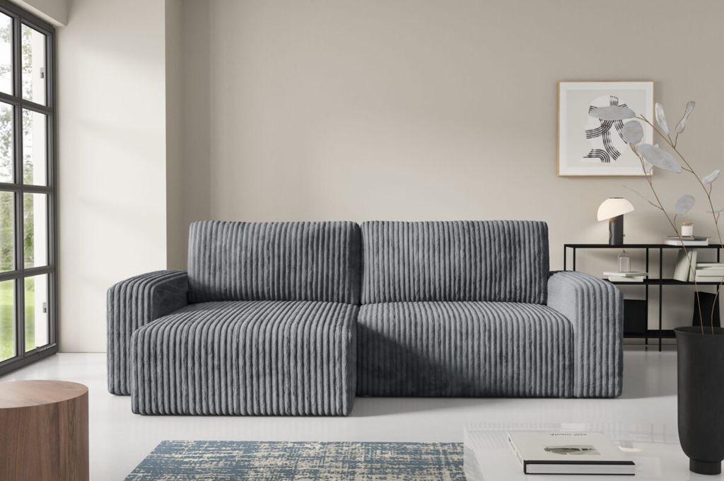 Furnisell Ecksofa L Form Cord Sofa "FANO", Grau Produktbild 