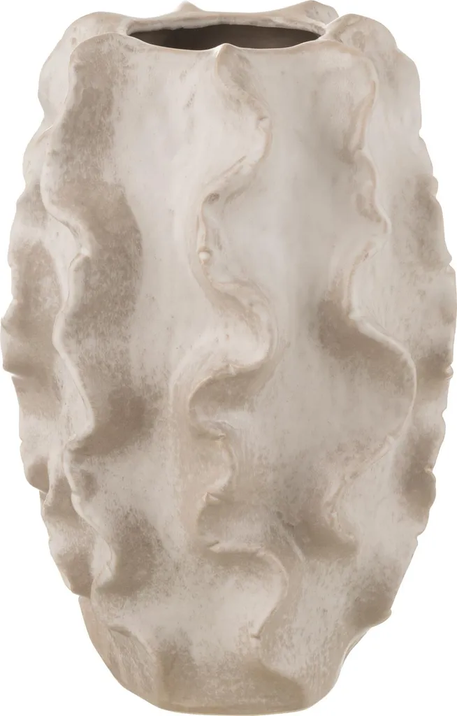 Vase Abstrait J-Line Beige pour Déco de Table - Petit Modèle Vagues