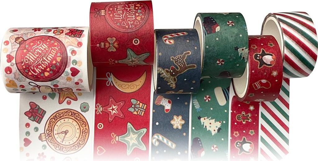Weihnachtsklebeband-Set, Weihnachtsklebeband, für Bullet Journal, Scrapbook, Geschenkverpackung, DIY Basteln