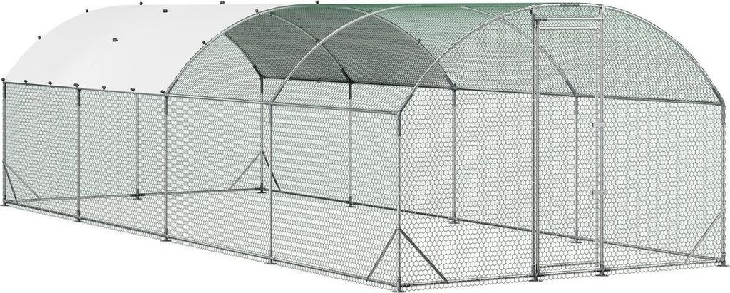 Large Metal Chicken Coop, 2.7x7.6x2 m, Walk-in Chicken Run House with Waterproof Cover & Sturdy Frame, Dome Roof Poultry Cage Duck Pen for Rabbit H...