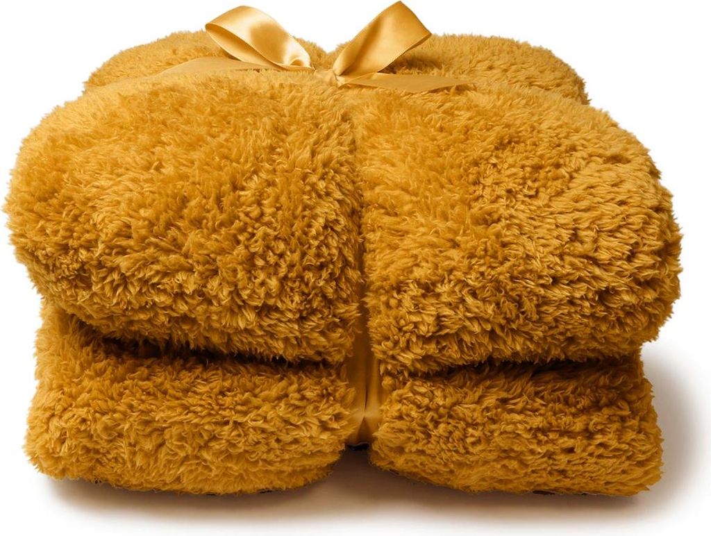 Unique Living - Plaid Teddy 150x200cm - Glowy Yellow Produktbild 