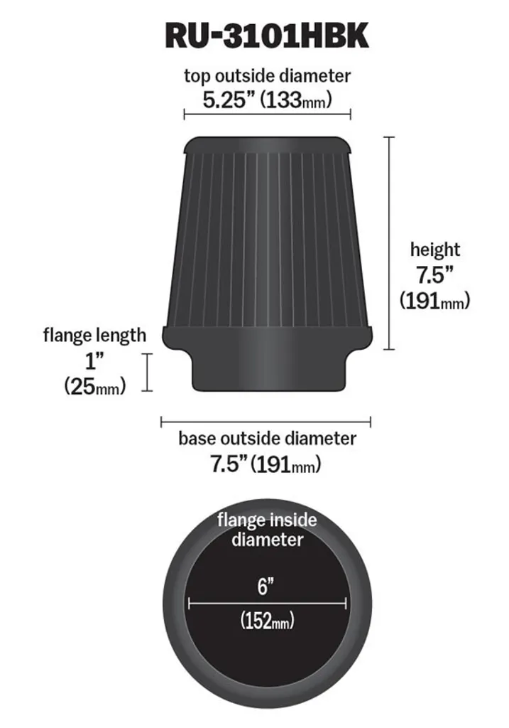 Filtre à air sport pour augmenter le flux d'air moteur Ø152mm - 5