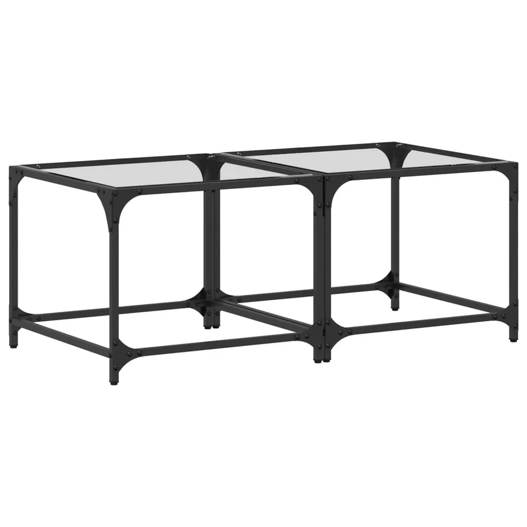 SYFAX Tavolino Quadrato Vetro 50x50 Acciaio - Arredo Casa Moderno