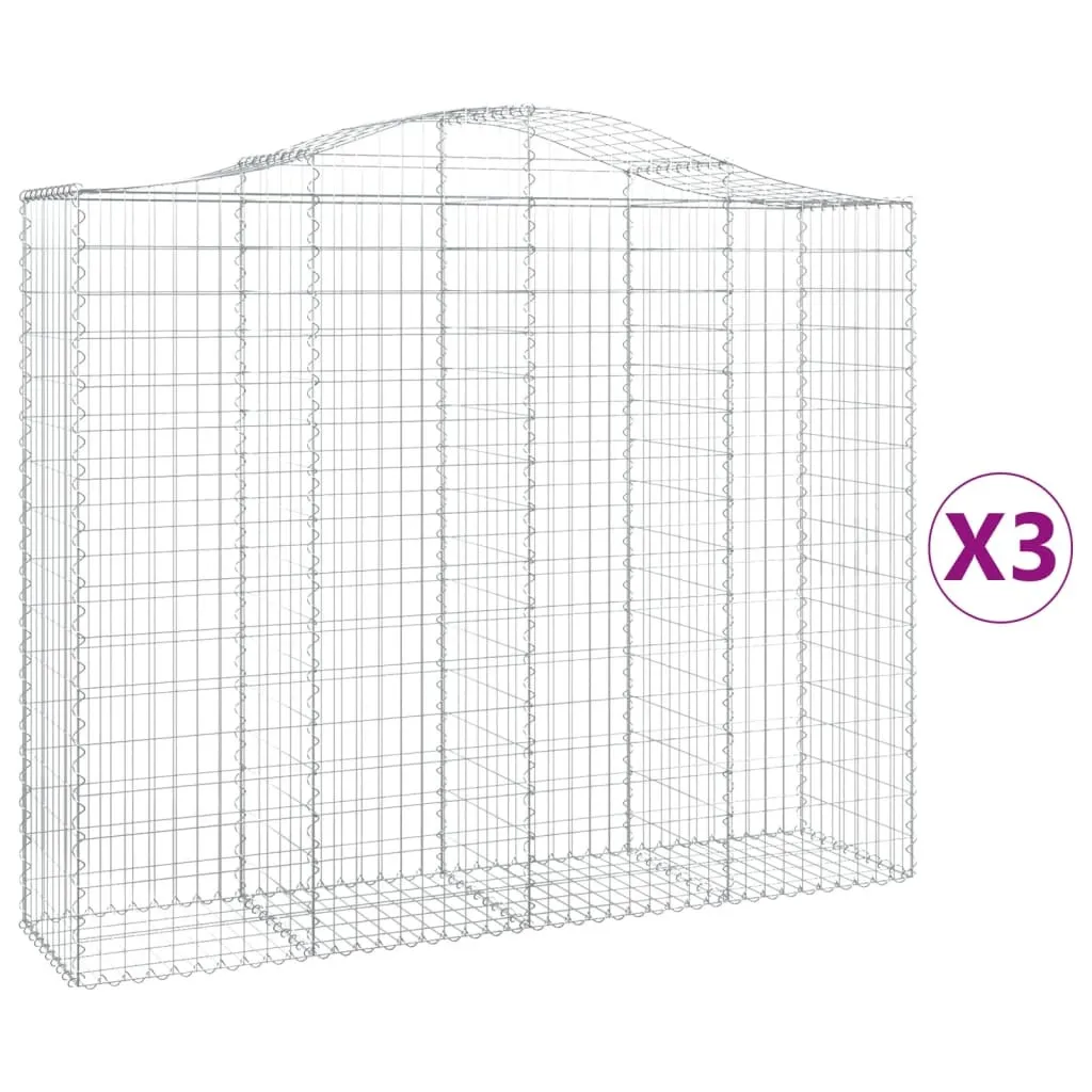 Gabions avec arc surélevé 200x50x160/180cm en fer galvanisé - 3 pièces