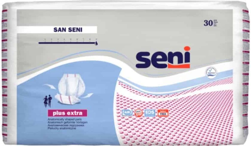 3x Seni San Plus Extra Inkontinenzvorlage | Packung (30 Produktbild 