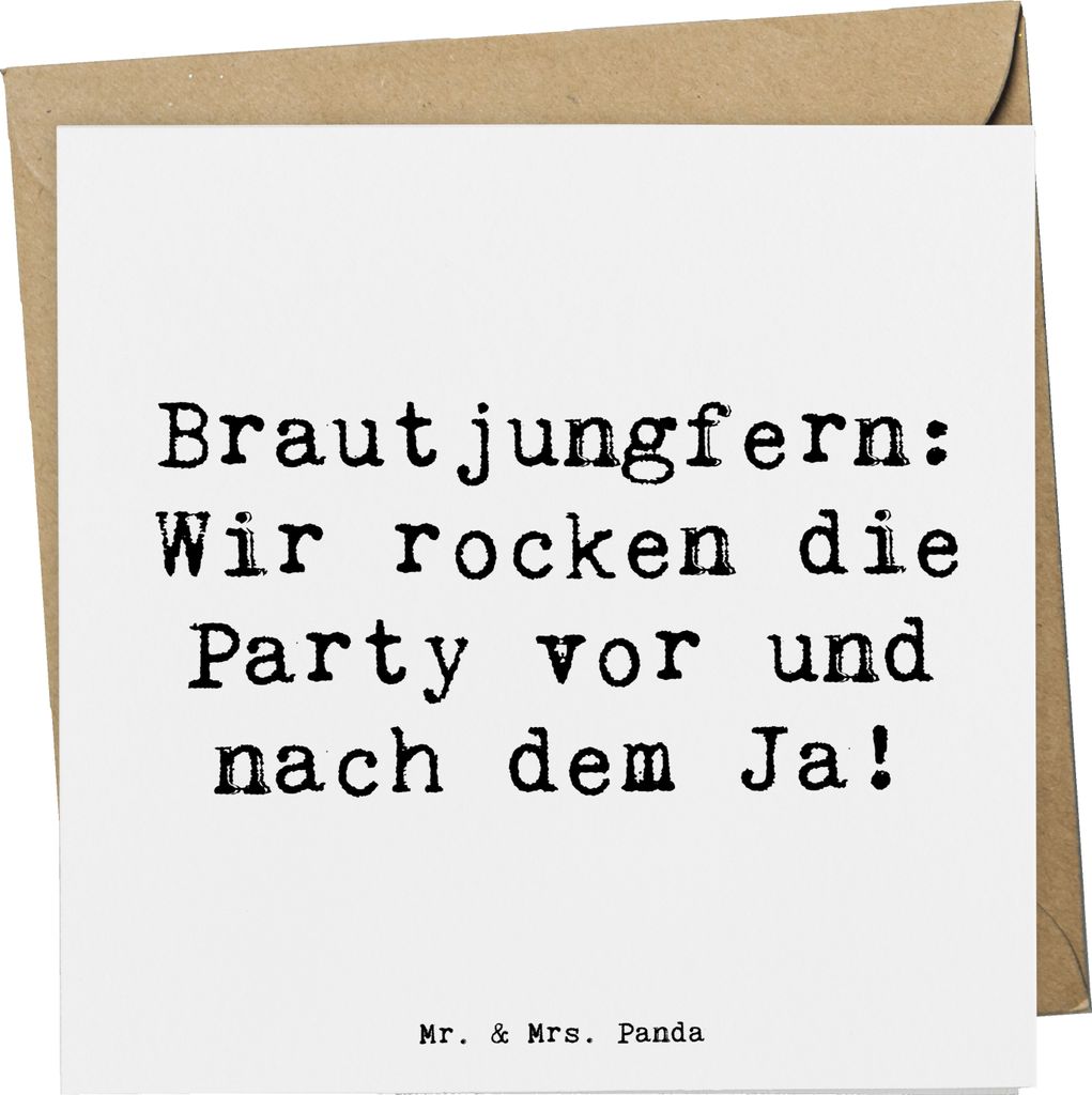 Mr. & Mrs. Panda Klappkarte Spruch Brautjungfern Party - Weiß - Geschenk, Geschenke, Unterstützung, Grußkarte, Heiraten, Braut, faltkarte, Glüc...