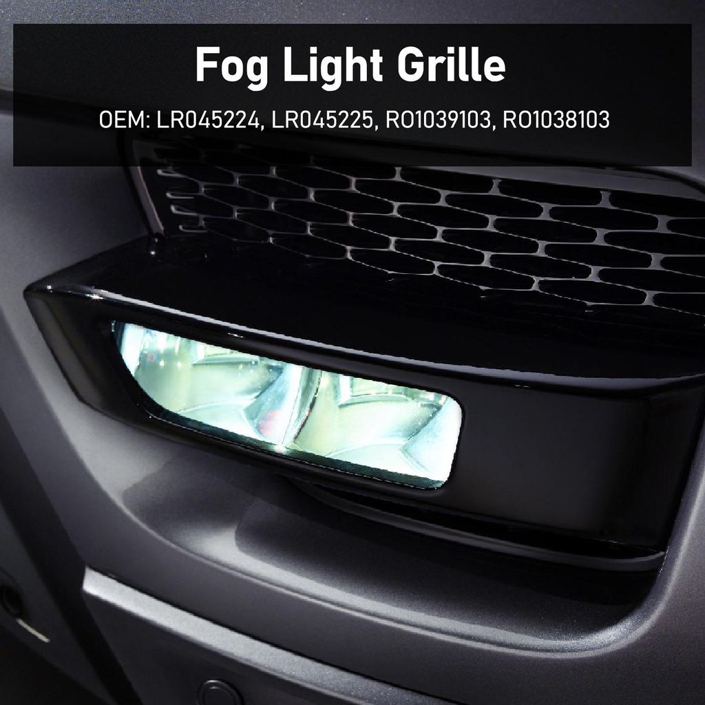 2 Stück Nebelscheinwerfer-Kühlergrill-Zierleiste, kratzfest, perfekte Passform, LR045224, Lampenfassungsabdeckung für Range Rover Sport L494