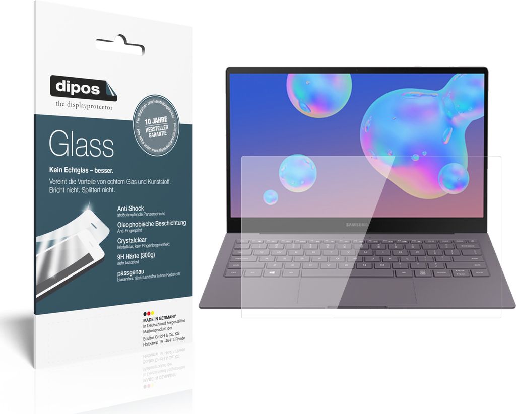 2x Schutzfolie für Samsung Galaxy Book S - Anti-Shock 9H Folie dipos Glass Kunststoffglas