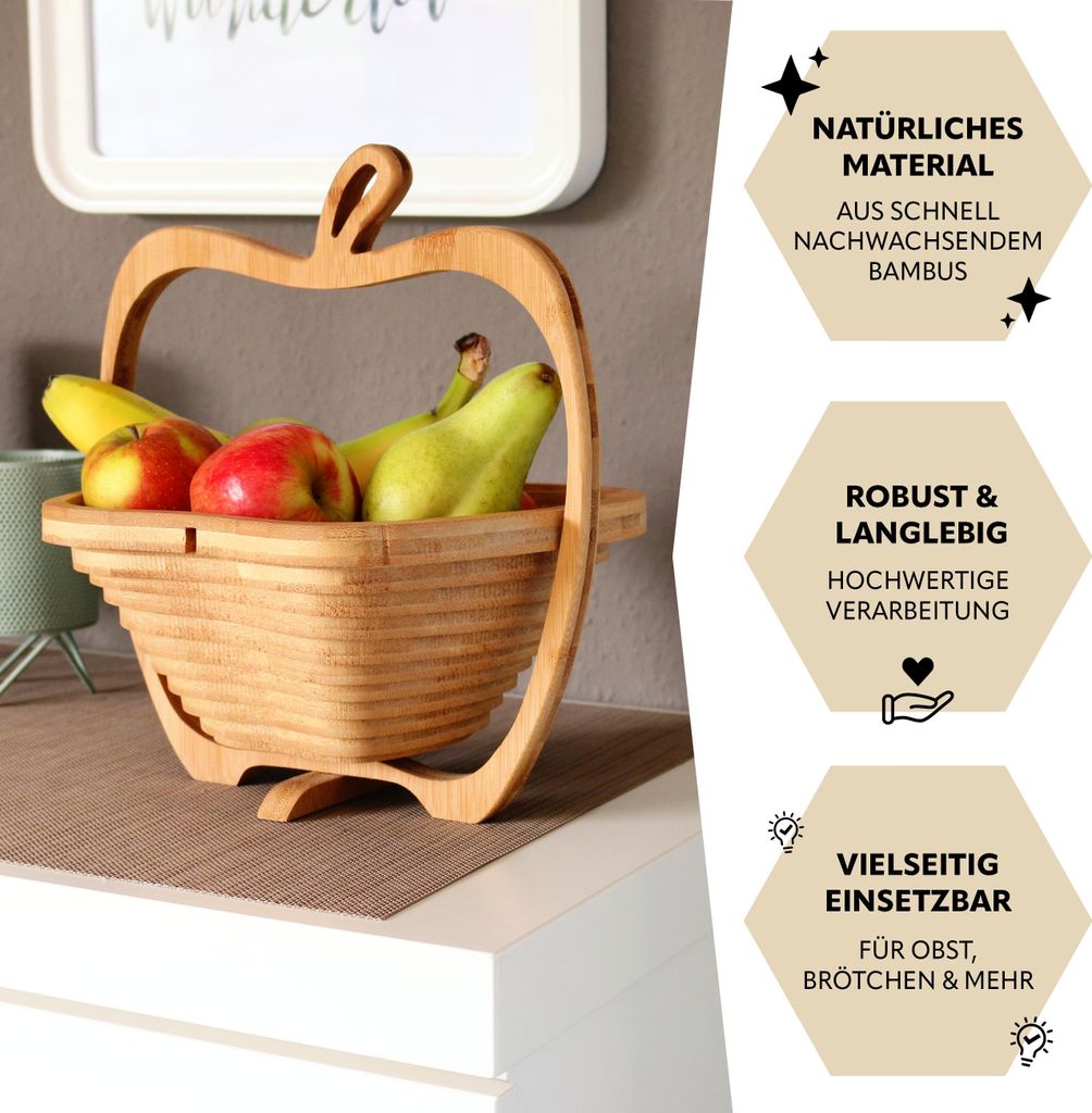 bremermann faltbarer Obstkorb, Apfel-Design aus Bambus, ca.