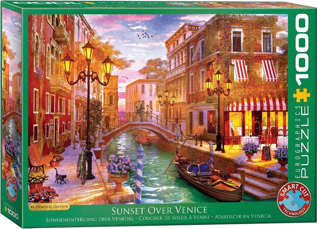 1000 Teile Puzzle - Puzzle - Sonnernuntergang über Venedig von Dominic Davison + Puzzle Zubehör