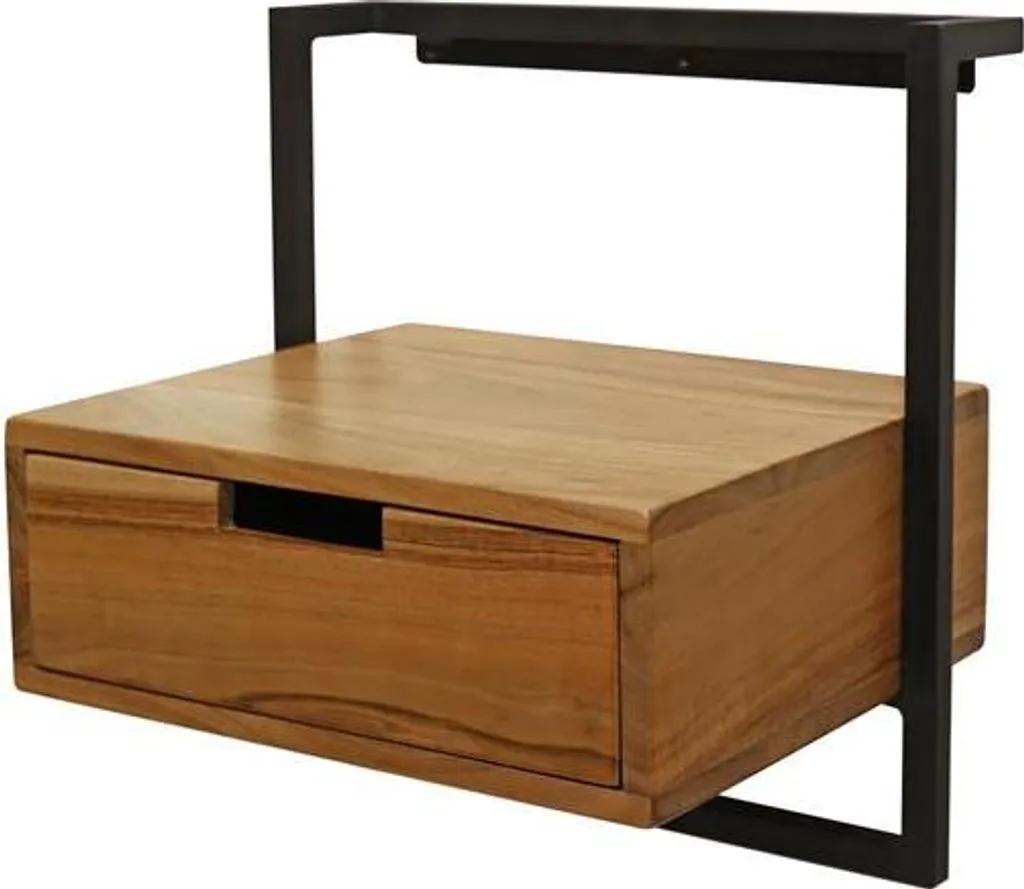 Table de nuit Arinna en bois d'acacia massif - Chevet design industriel