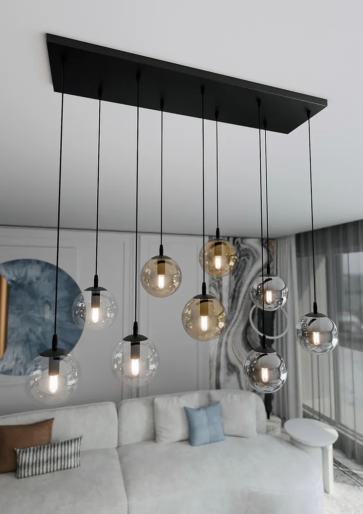 Suspension Plafonnier Multi-bras Cosmo 9 Noir et Or pour Salon - 3