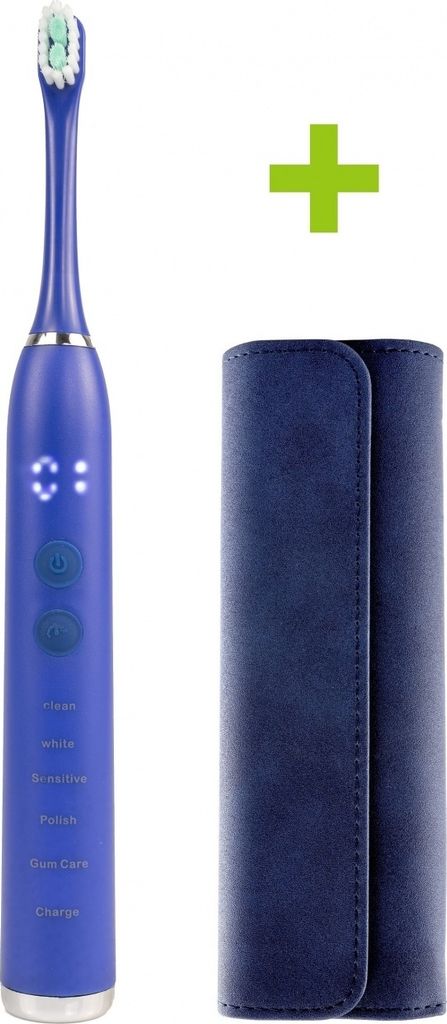 Elektrische Schallzahnbürste OXE Sonic T1 und Zahnbürste Fall, Blau, 2 Zahnbürstenköpfe, 5 Reinigungs Modi, IPX7 Wasserdicht, Schallzahnbürste